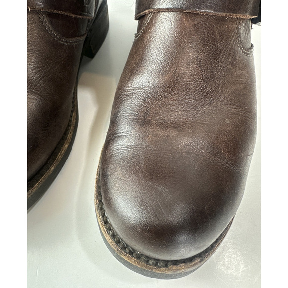 Frye Veronica Slouch Boots Women's 6 B Brown Leather Boho Grunge Moto Buckle - Picture 9 of 16